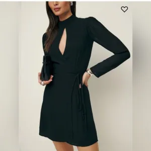 NEW Reformation Ottessa Wrap Dress Black sheer long sleeve mini dress M