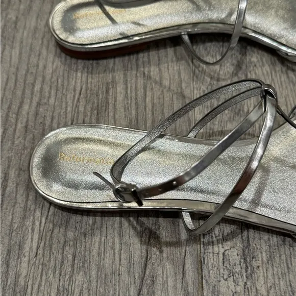 New Reformation silver Maya bow sandals