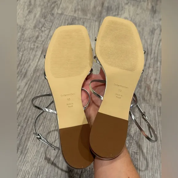 New Reformation silver Maya bow sandals