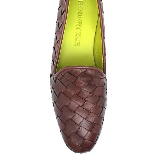 NEW ROBERT ZUR women's alyssa woven loafer in vintage luggage