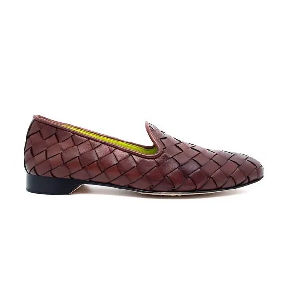 NEW ROBERT ZUR women's alyssa woven loafer in vintage luggage