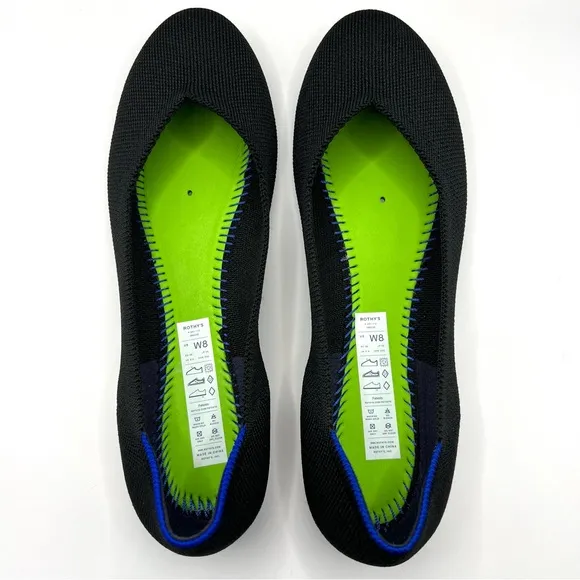New Rothy’s The Flat Ballet Flats Round Toe Black Size 8
