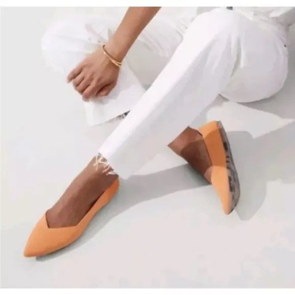 NEW Rothy's Women’s The Point Pointed Toe Flats Tangerine Orange Washable Fabric