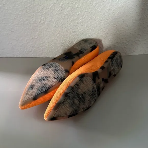 NEW Rothy's Women’s The Point Pointed Toe Flats Tangerine Orange Washable Fabric