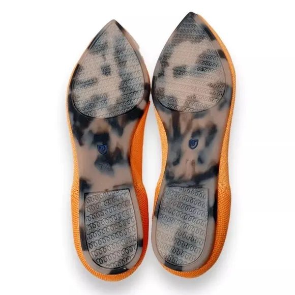 NEW Rothy's Women’s The Point Pointed Toe Flats Tangerine Orange Washable Fabric