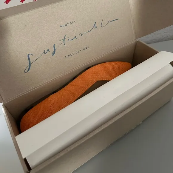 NEW Rothy's Women’s The Point Pointed Toe Flats Tangerine Orange Washable Fabric