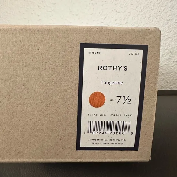 NEW Rothy's Women’s The Point Pointed Toe Flats Tangerine Orange Washable Fabric