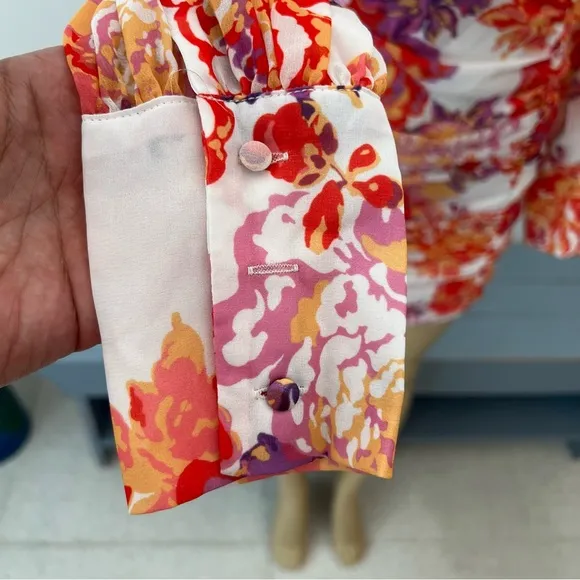 New Runaway The Label Acadia Dress Sz S / 4 Floral Ruched Long Sleeves Mini NWT