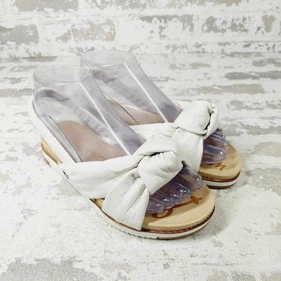 NEW Sam Edelman Agatha Mini White Leather Slingback Knotted Sandals X430