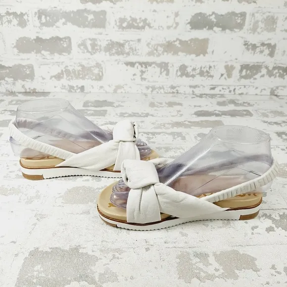 NEW Sam Edelman Agatha Mini White Leather Slingback Knotted Sandals X430