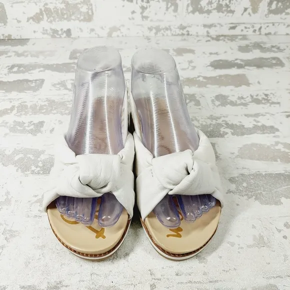 NEW Sam Edelman Agatha Mini White Leather Slingback Knotted Sandals X430