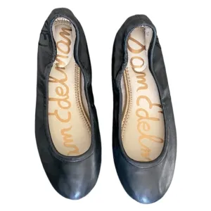 NEW! SAM EDELMAN Ballet Flats Girls Black Leather Cushioned Foot Bed Size 4