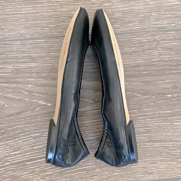 NEW! SAM EDELMAN Ballet Flats Girls Black Leather Cushioned Foot Bed Size 4