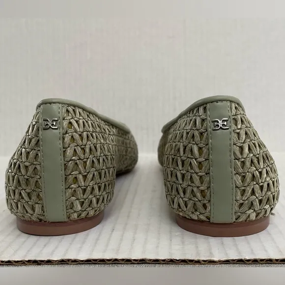 New Sam Edelman Wanda Sage Green Woven Raffia Pointed Toe flats. Women's Size 8