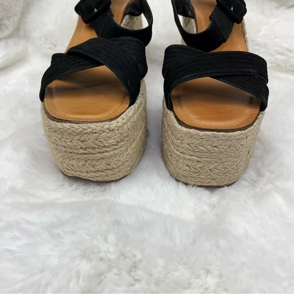 New Schutz Blisse Nubuck Sandal Espadrilles Platform Wedges Buckle Leather 9.5