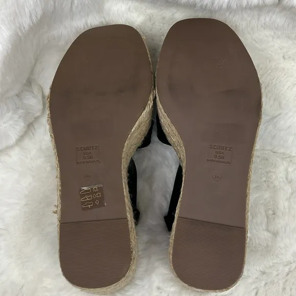 New Schutz Blisse Nubuck Sandal Espadrilles Platform Wedges Buckle Leather 9.5