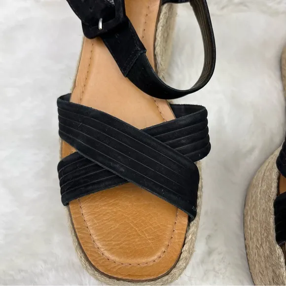 New Schutz Blisse Nubuck Sandal Espadrilles Platform Wedges Buckle Leather 9.5