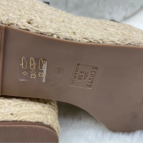 New Schutz Blisse Nubuck Sandal Espadrilles Platform Wedges Buckle Leather 9.5
