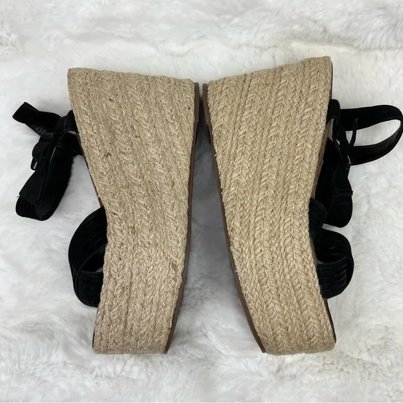 New Schutz Blisse Nubuck Sandal Espadrilles Platform Wedges Buckle Leather 9.5
