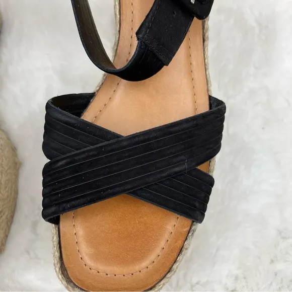 New Schutz Blisse Nubuck Sandal Espadrilles Platform Wedges Buckle Leather 9.5