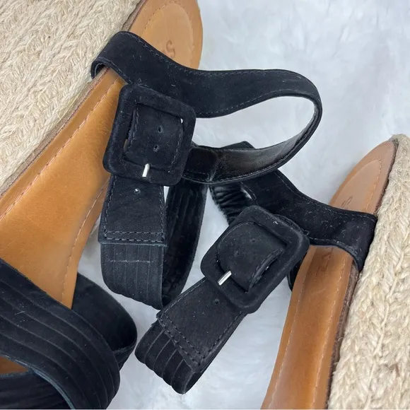 New Schutz Blisse Nubuck Sandal Espadrilles Platform Wedges Buckle Leather 9.5