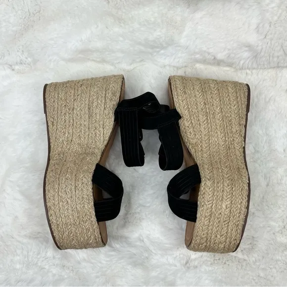 New Schutz Blisse Nubuck Sandal Espadrilles Platform Wedges Buckle Leather 9.5
