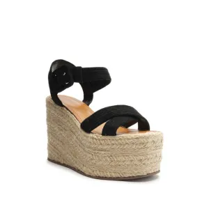New Schutz Blisse Nubuck Sandal Espadrilles Platform Wedges Buckle Leather 9.5