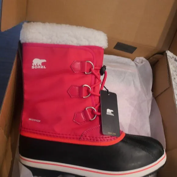 NEW Sorel YOUTH Yoot Pac TP Waterproof Boots Youth Girls Size 7 Rose Pink