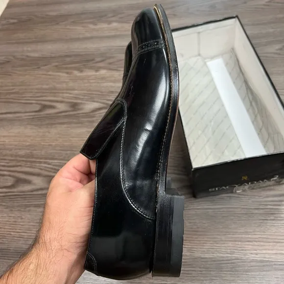 NEW Stacy Adams Madison Black Cap Toe Loafers 10.5 EE