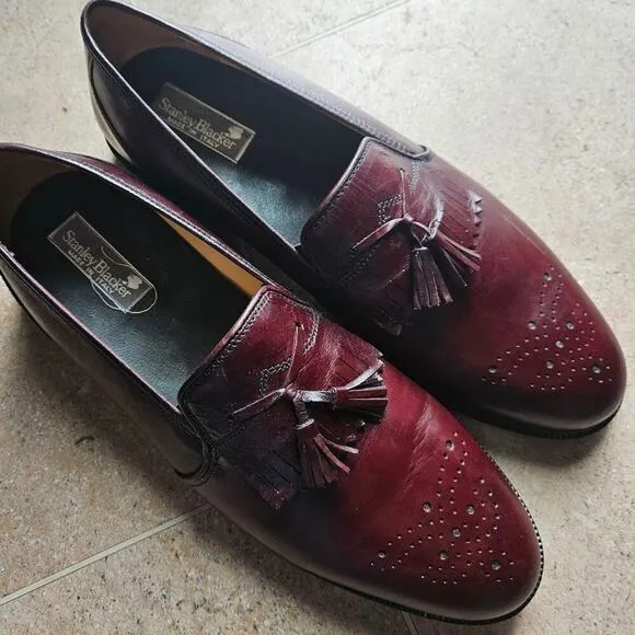 NEW! STANLEY BLACKER Men's Made In Italy Slip On Leather Tassel Loafer Shoe 13M.