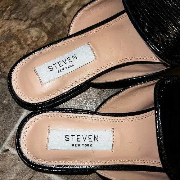 NEW Steven by Steve Madden Heidie Black Textured Slip On Pointed Toe Mule Flats