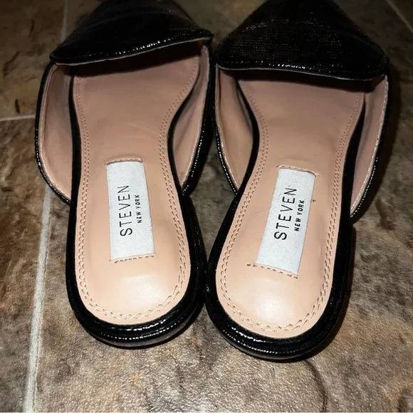 NEW Steven by Steve Madden Heidie Black Textured Slip On Pointed Toe Mule Flats