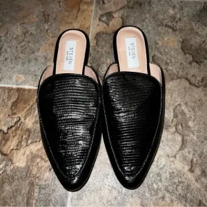 NEW Steven by Steve Madden Heidie Black Textured Slip On Pointed Toe Mule Flats
