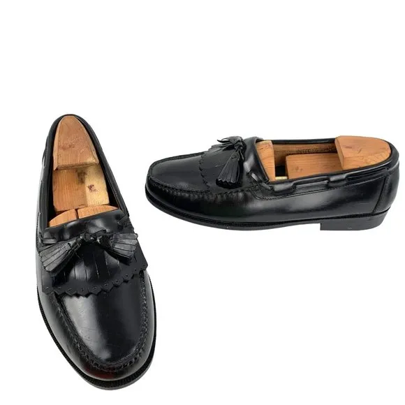 NEW Stuart McGuire‎ Mens Black Leather Kiltie Tassel Dress Loafers Size 9 EEE