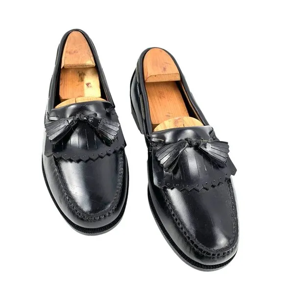 NEW Stuart McGuire‎ Mens Black Leather Kiltie Tassel Dress Loafers Size 9 EEE