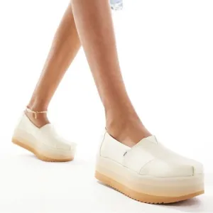 New Toms Alpargata platform espadrilles in natural canvas size 6.5 NWT