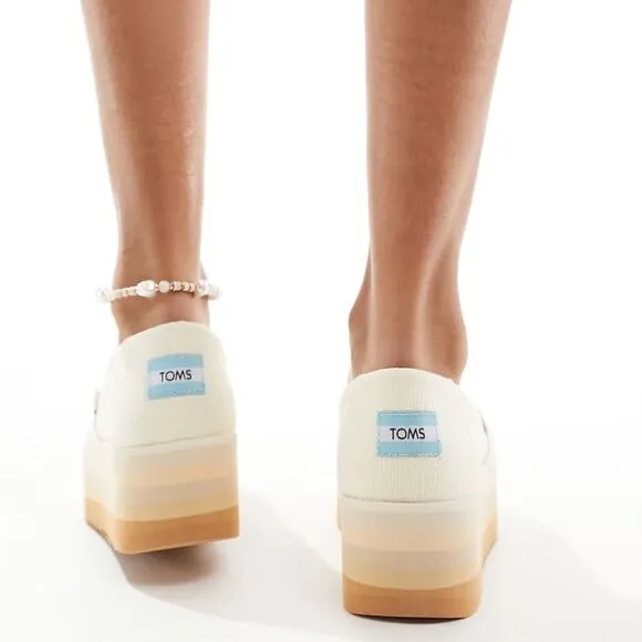 New Toms Alpargata platform espadrilles in natural canvas size 6.5 NWT