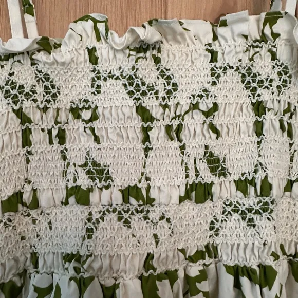 NEW Tory Burch Smocked Floral Cotton Poplin Mini Dress - Size Small