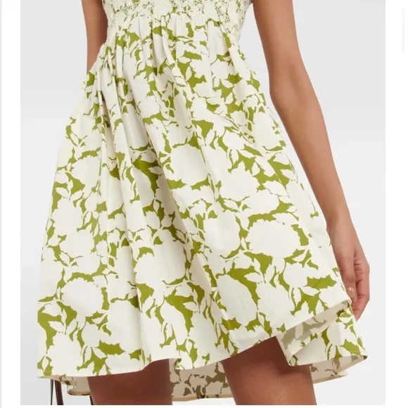 NEW Tory Burch Smocked Floral Cotton Poplin Mini Dress - Size Small