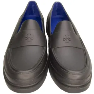 NEW TORY BURCH Womens Classic Rain Loafers Low-Heel Rubber Slip-On Black Size 8