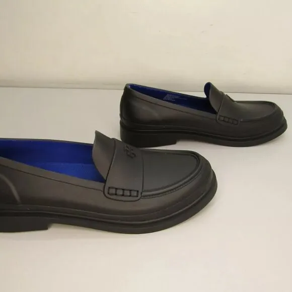 NEW TORY BURCH Womens Classic Rain Loafers Low-Heel Rubber Slip-On Black Size 8
