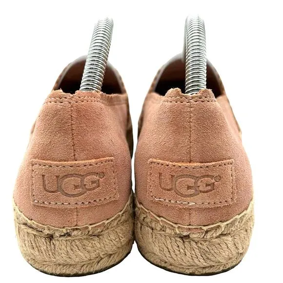 New UGG Australia Heidi Suede Slip On Platform Espadrilles SIZE 10 Jute Travel
