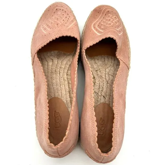 New UGG Australia Heidi Suede Slip On Platform Espadrilles SIZE 10 Jute Travel