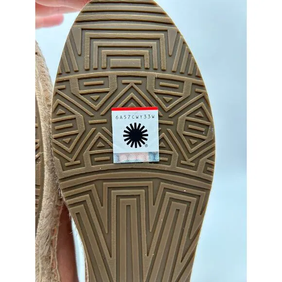 New UGG Australia Heidi Suede Slip On Platform Espadrilles SIZE 10 Jute Travel