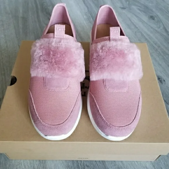New UGG Pico Rose Dawn Faux Fur Sneakers Size 8