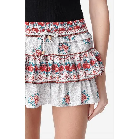 NEW VANESSABRUNO carmine skirt in blanc/rouge