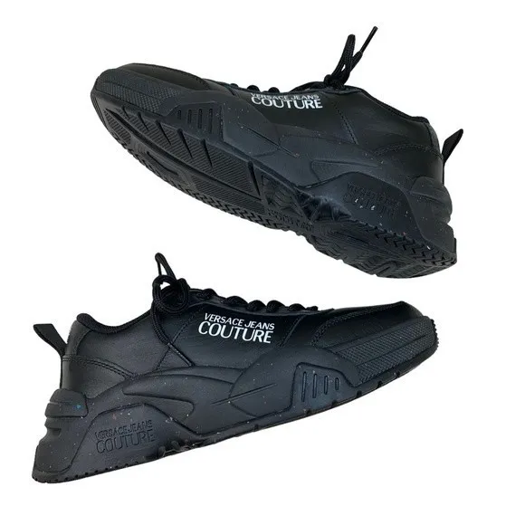 NEW Versace Jeans Couture Eco Dye Stargaze Sneakers 39 / 9 Black Leather