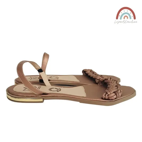New! VG Shoes Colombian Faux Leather Braided Square Toe Flat Colombianas Sandals