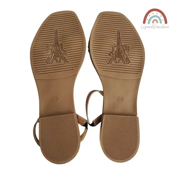 New! VG Shoes Colombian Faux Leather Braided Square Toe Flat Colombianas Sandals