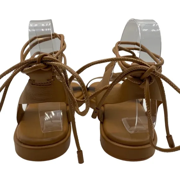 NEW Vince Womens Shoes Rockwell Sandals Brown Leather Flat Caged Designer Size 8
